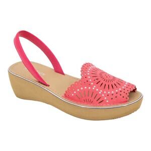 Kenneth Cole Reaction Women's Fine Glass Laser Wedge Sandals Pink Size 7 1/2